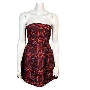 Alice Olivia dress size 2 Nikki Tapestry Fit Flare Royal Dark Orange Romantic
